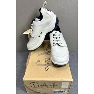 NEW Giorgio Armani Jeans Sneakers Shoes! US 8 38 Italian Off White Made in Italy